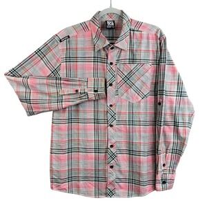 ENYCE NEW YORK Men's Plaid Long Sleeve Button Up Shirt Size L Y2k Vintage